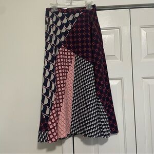HD In Paris Anthropologie Navy Pink Long Skirt Geometrical Design Size 0